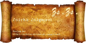 Zsirka Zsigmond névjegykártya